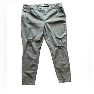 Westbound Woman Olive Green High Rise Distressed Jeans 22W